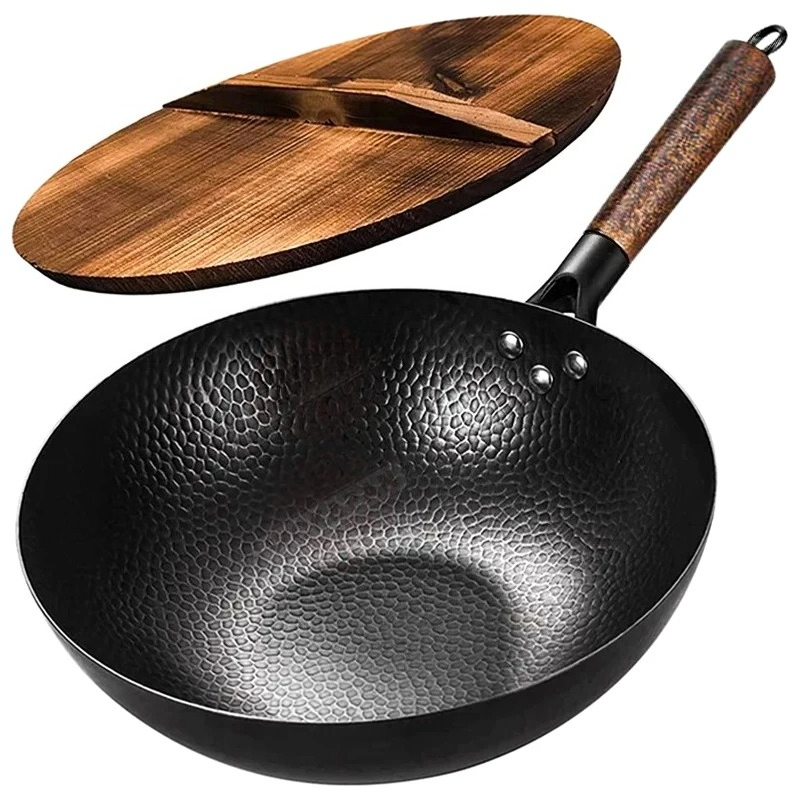 Wok Electric Flat - مقلاة ووك من الفولاذ الكربوني مقاس