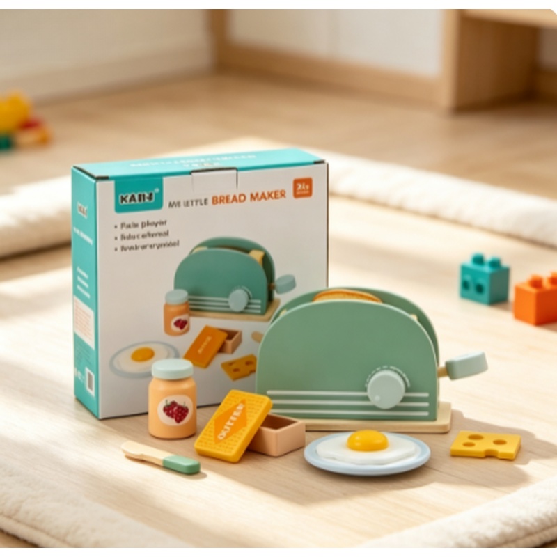 Kitchen Appliances Kids - لعبة محمصة خبز خشبية للأطفال، مجموعة