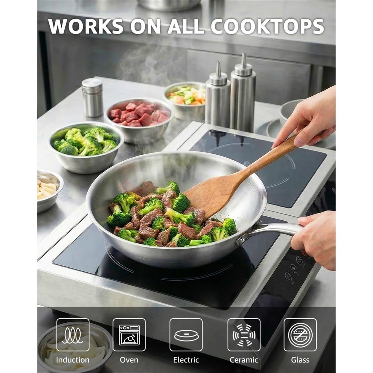 Wok Electric Flat - مقلاة ووك منزلية فاخرة مقاس 12