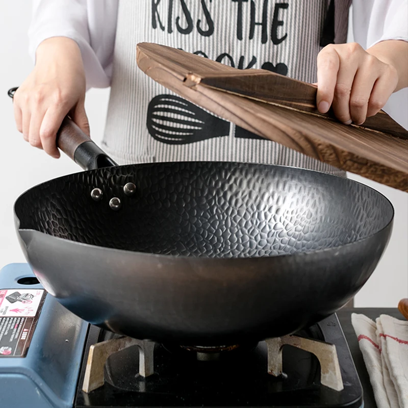 Wok Electric Flat - مقلاة ووك من الفولاذ الكربوني مقاس