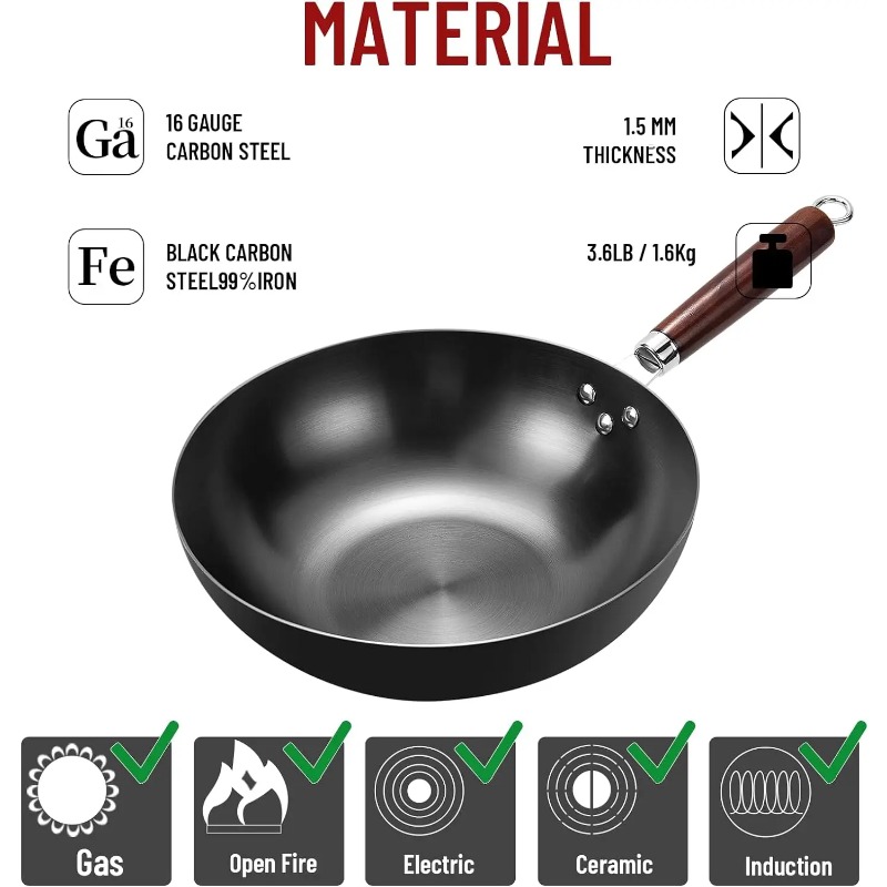 مقلاة ووك مسطحة القاع 32 سم، م - مراجعة Wok Electric Flat وسعره